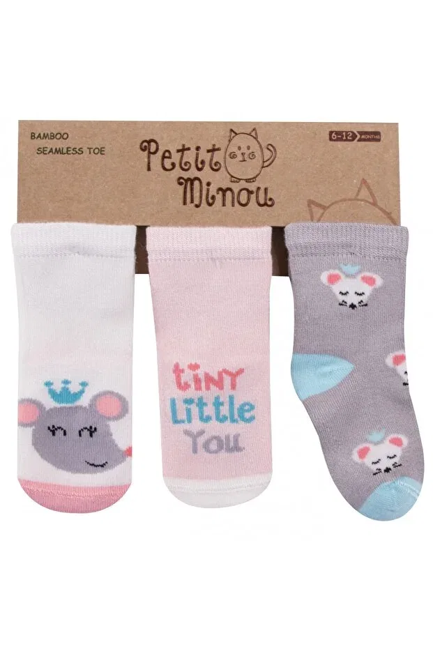 Детские носки для девочек с животным принтом Little You Socks Petit Minou, Multi-Colored