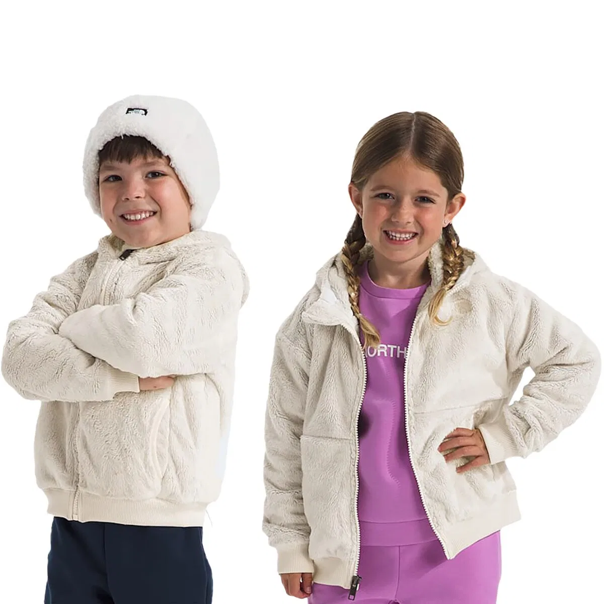 Детский свитшот-худи на молнии с флисом Osito The North Face, White Dune