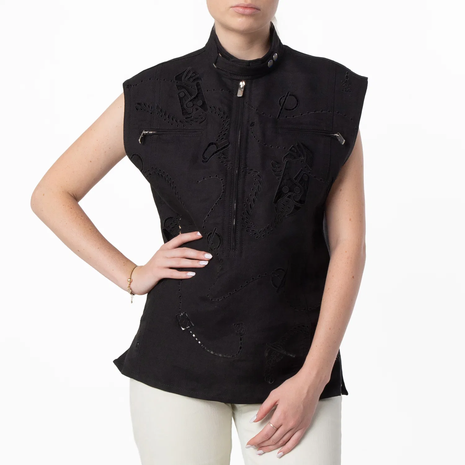 Топ без рукавов Broderie Anglaise Sleeveless Canvas Top Burberry, Black