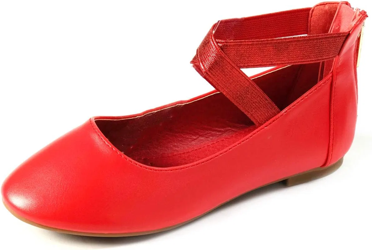 Детские туфли-балетки для девочек с ремешком на щиколотке Nova Utopia Nova Footwear, Red