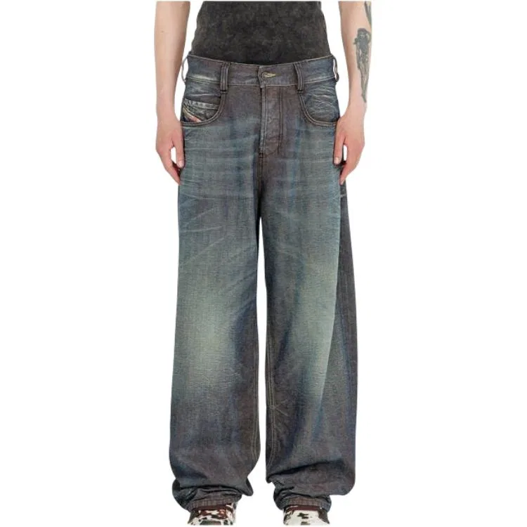 Джинсы унисекс синие свободного кроя с широкими штанинами Modest Wide Leg DIESEL, Blue — фото 4