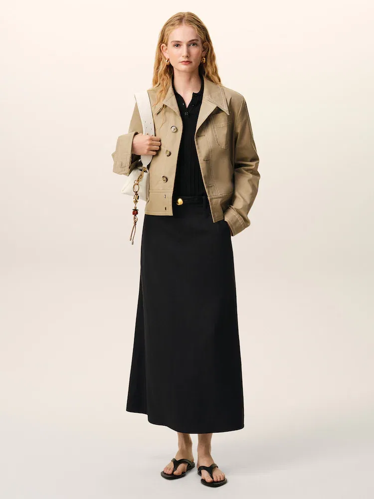 Юбка длинная трапеция Tailor Construction AMI PARIS, Noir
