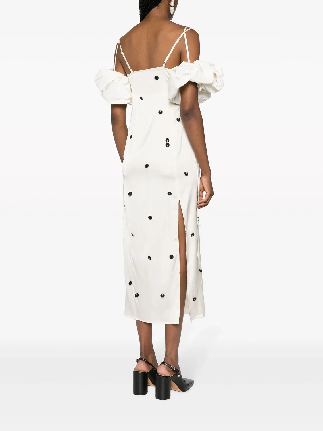 Платье миди с гороховым рисунком Jacquemus, белый — фото 3