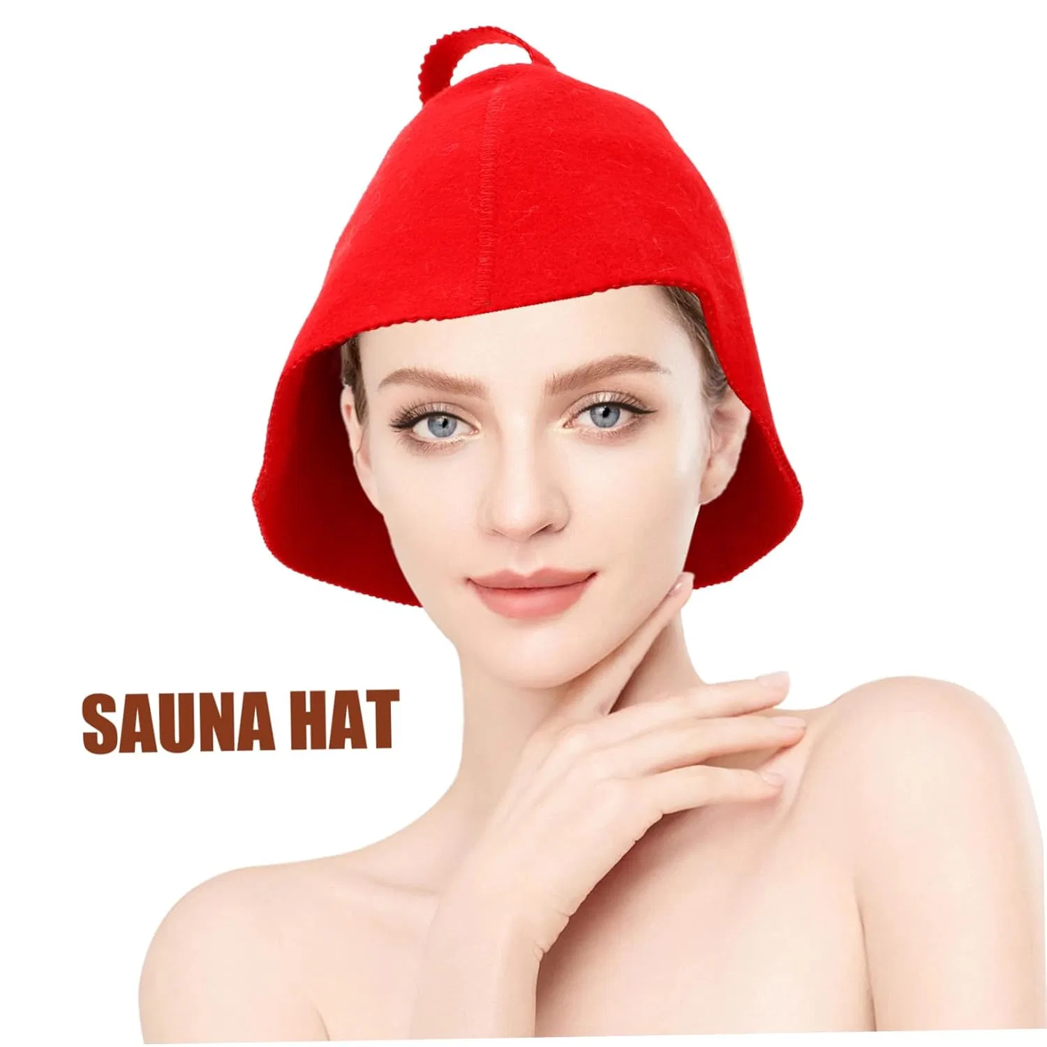 Сауна-шапочка FOMIYES из войлока, 3 шт., 30x25x25 см, Красный — фото 3