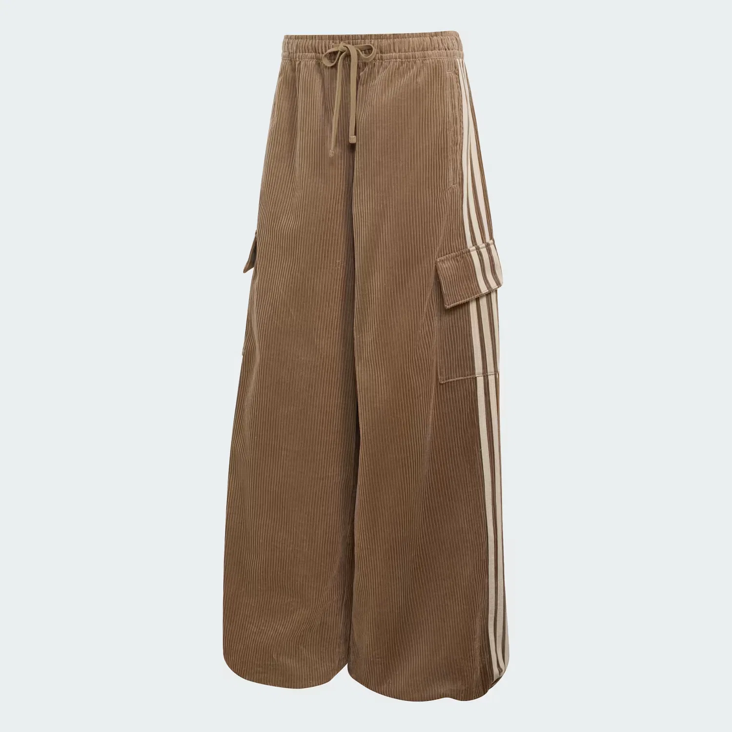 Женские брюки карго оверсайз из вельвета CORDUROY 3S CARGO PANTS Adidas Originals, Khaki Six/Khaki Three — фото 4
