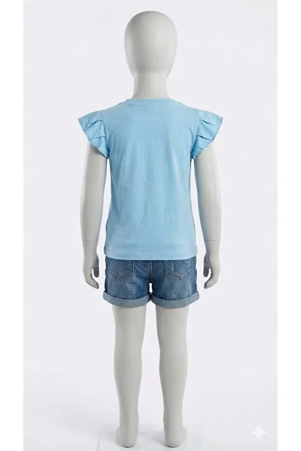 Детская футболка для девочек с принтом Benetton, Blue — фото 2