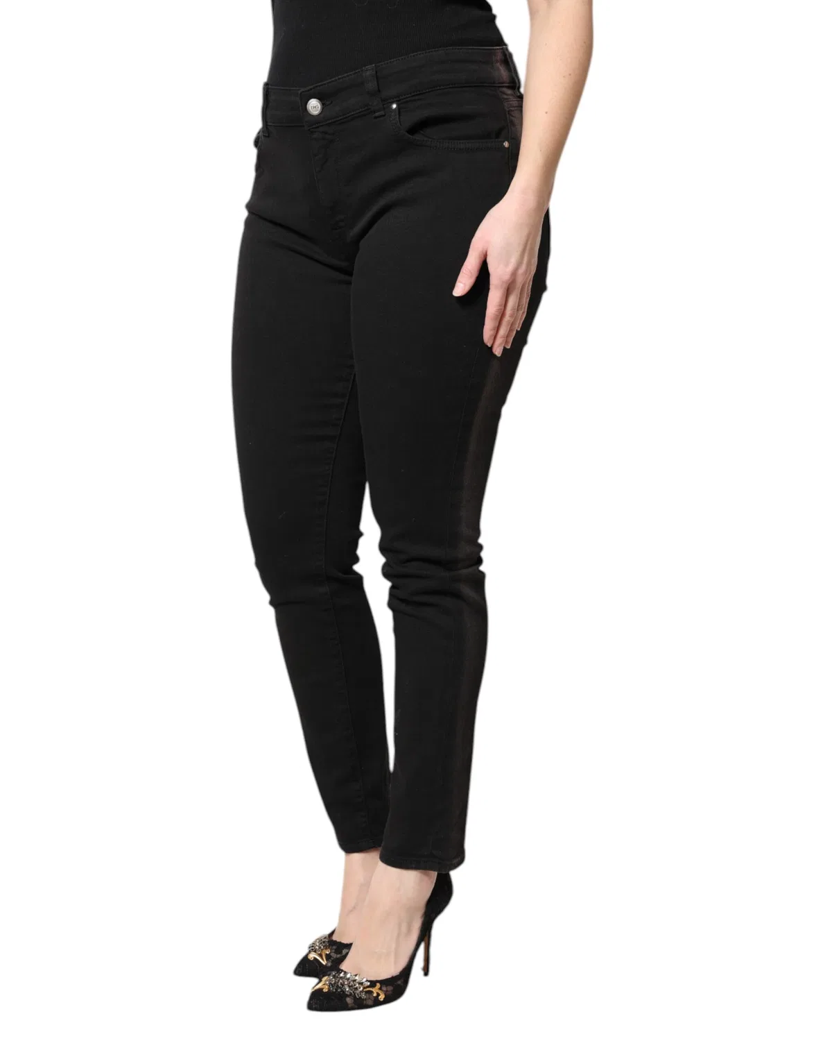 Женские джинсы скинни с средней посадкой Skinny Jeans Dolce & Gabbana, Black — фото 3
