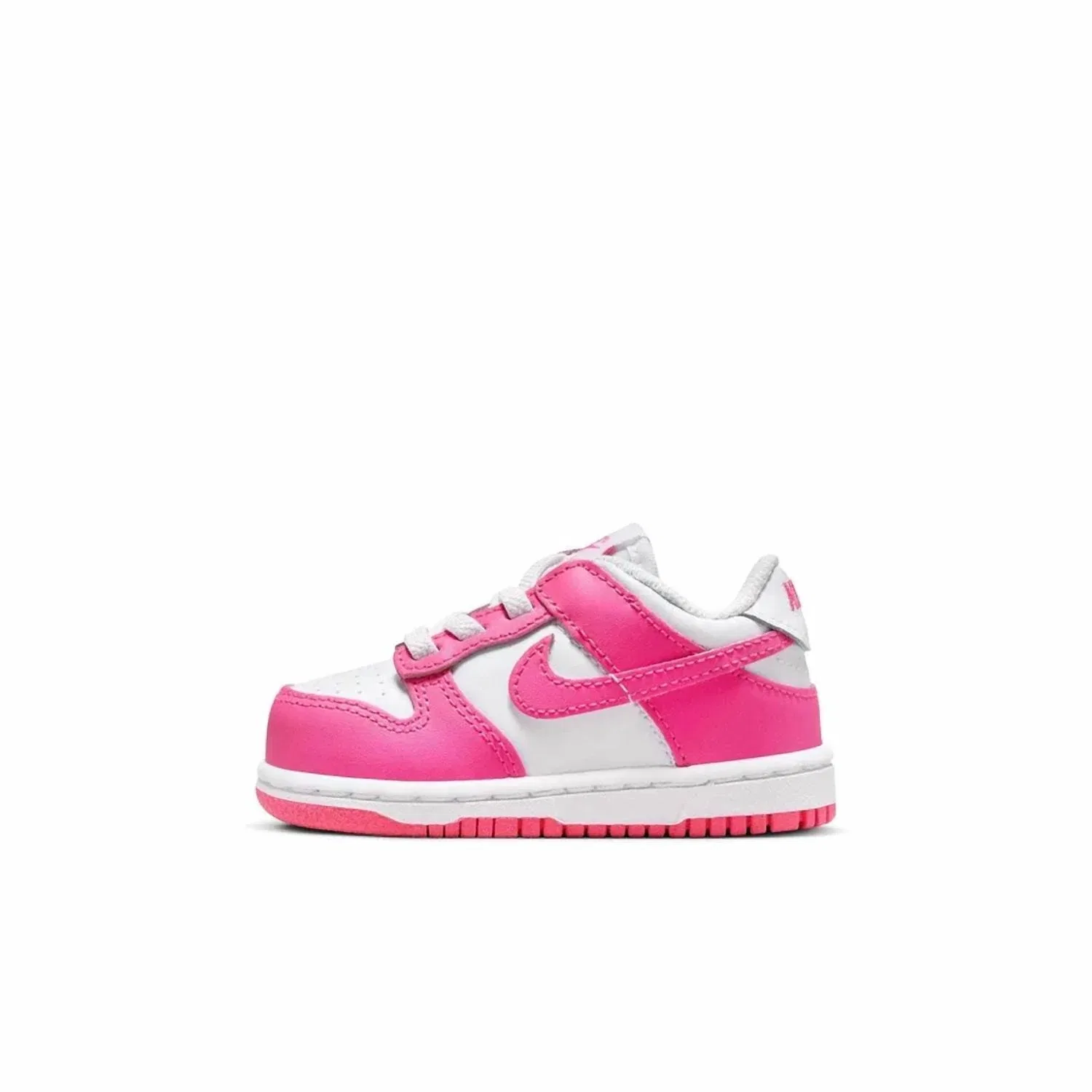 Детские кроссовки низкие с логотипом Dunk Low Nike, White/Laser Fuchsia — фото 2