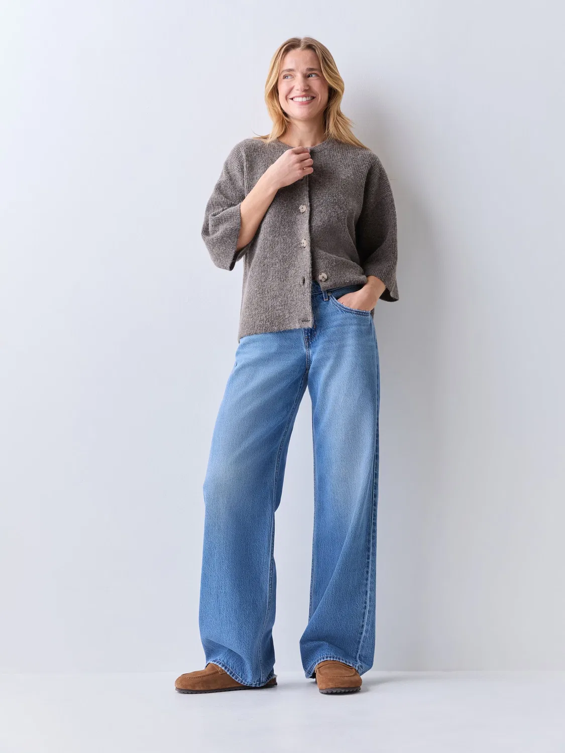 Джинсы Levi's Good Grades Tencel Blue, низкая посадка, свободные
