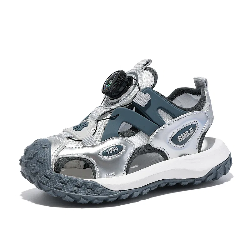 Детские сандалии для девочек с закрытым носком VENICEW, Light Gray Silver