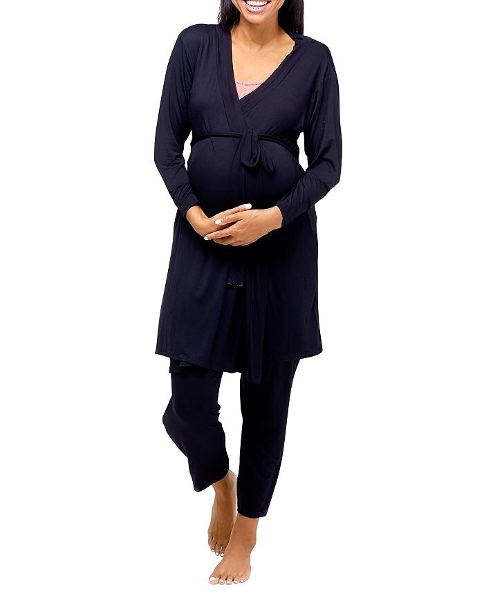 

Халат для беременных Nom Maternity из второй кожи, черный