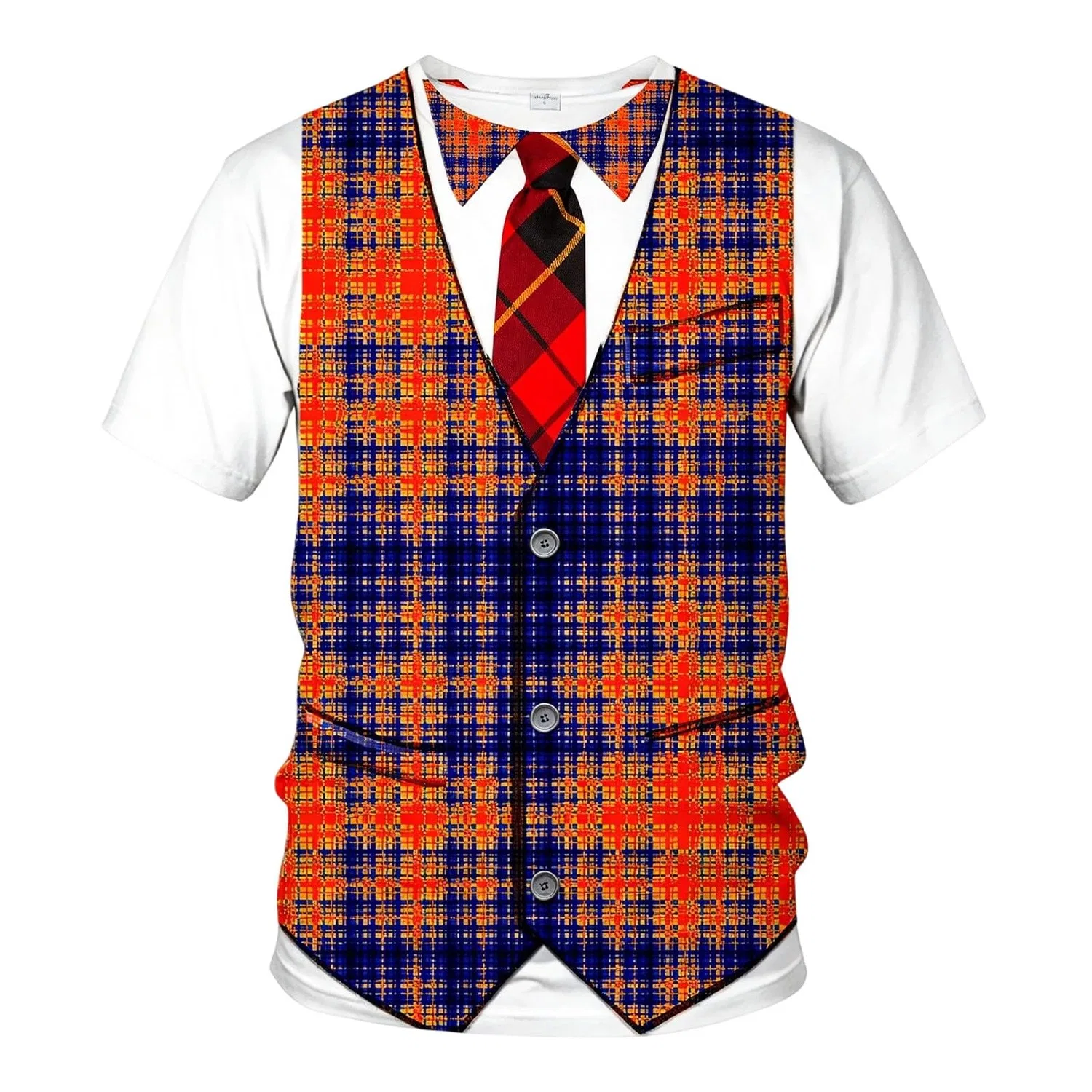 Мужская футболка с принтом смокинг с галстуком, модель Tuxedo T-Shirt Crew Neck Tie 3D Printed Summer Casual Funny Short Sleeve Shirt Tees Top Party Party for Men S-3XL #i413, 06#orange