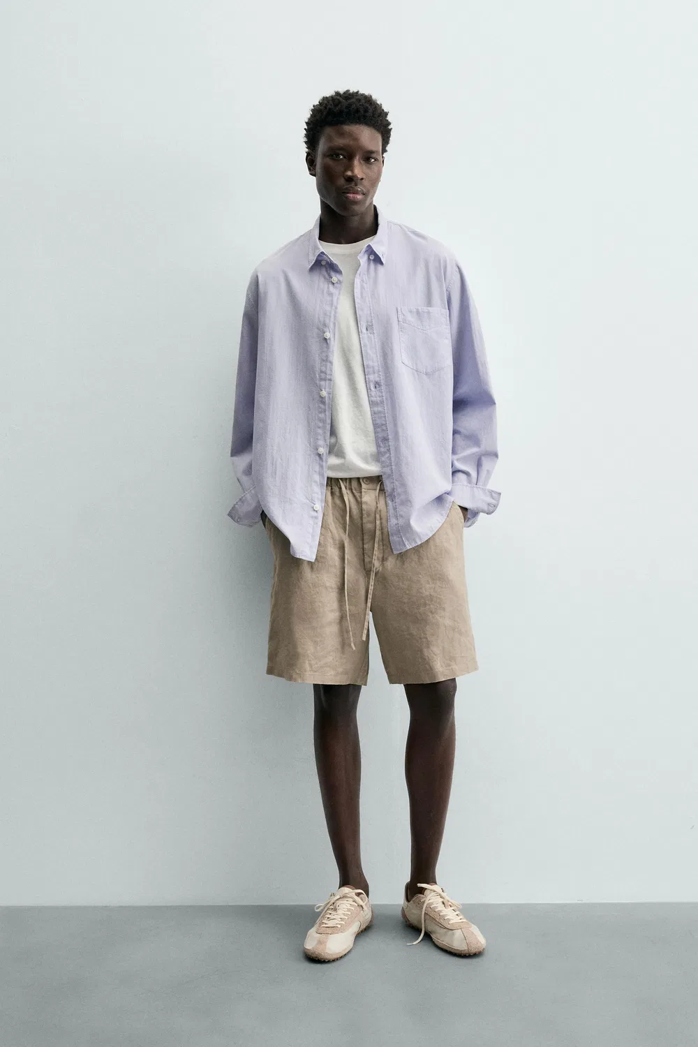 Рубашка из хлопкового вуаля ZARA, Lavender