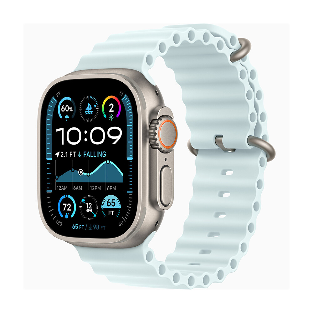 

Умные часы Apple Watch Ultra 2, 49 мм, GPS+Cellular, Natural Titanium Case/Ice Blue Ocean Band, Голубой, Умные часы Apple Watch Ultra 2, 49 мм, GPS+Cellular, Natural Titanium Case/Ice Blue Ocean Band