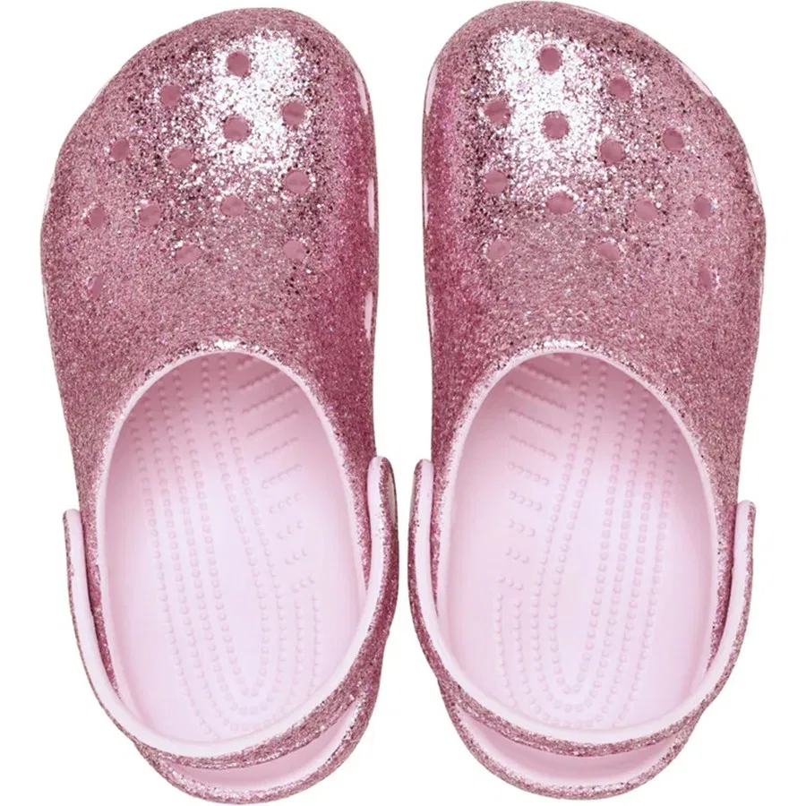 Тапочки спортивные с блестками Classic Chunky Glitter Clog Crocs, Бежевый — фото 3