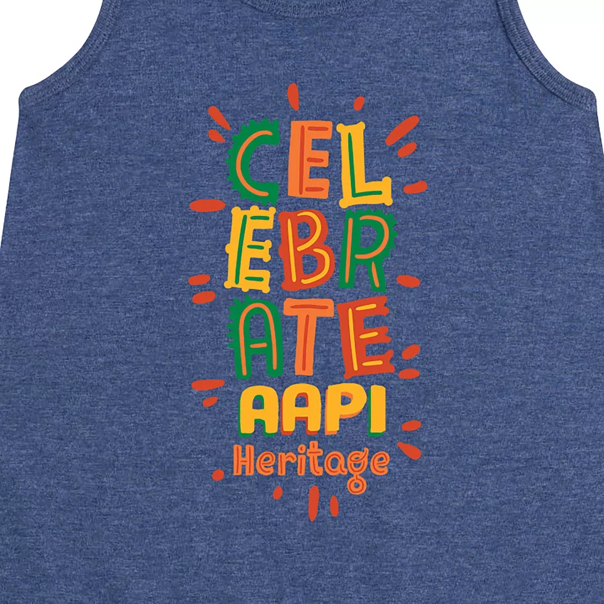 Детское платье-трапеция без рукавов с принтом Celebrate AAPI Heritage Instant Message, Heather Navy — фото 2