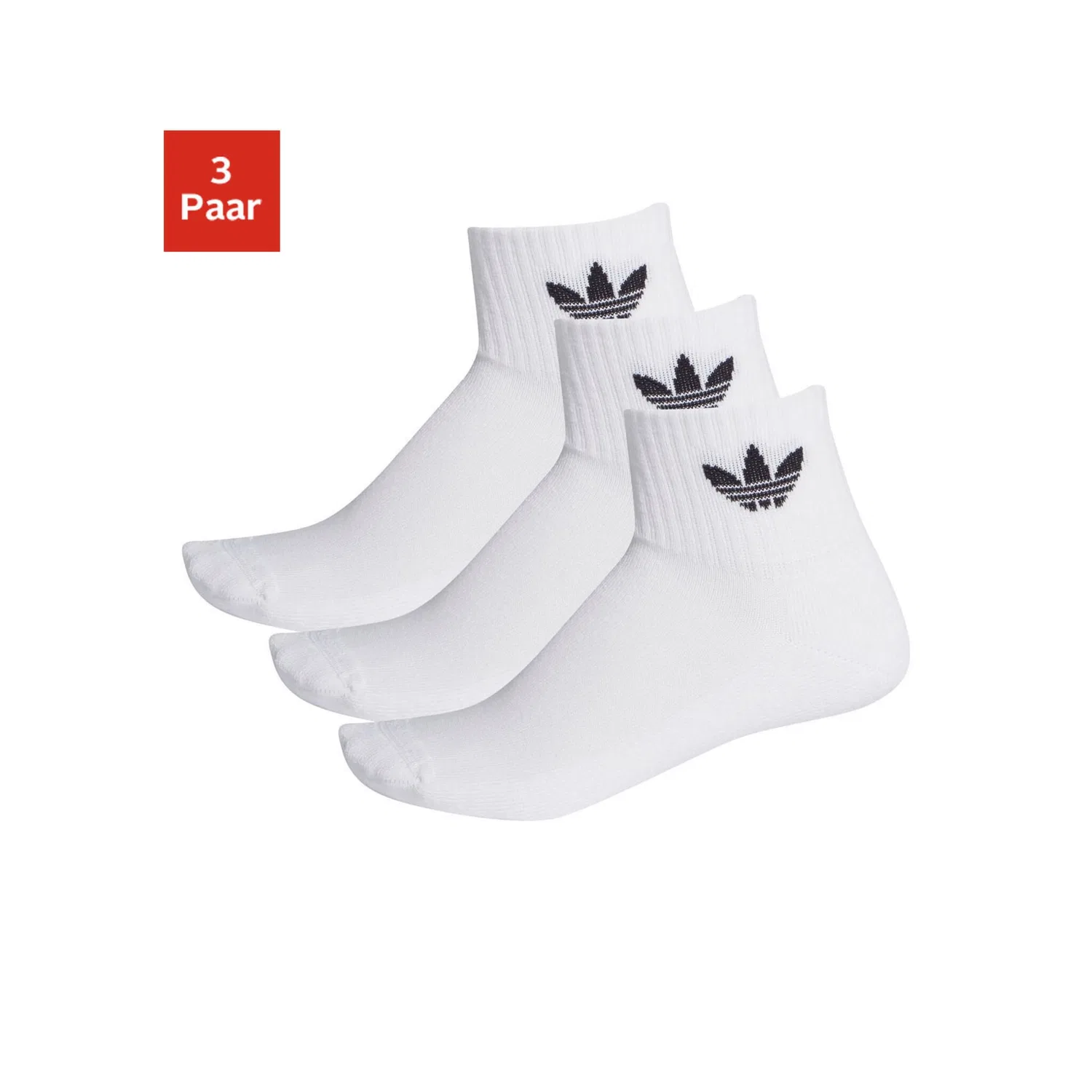 Мужские носки средней высоты 3 пары Adidas Originals, White/Black