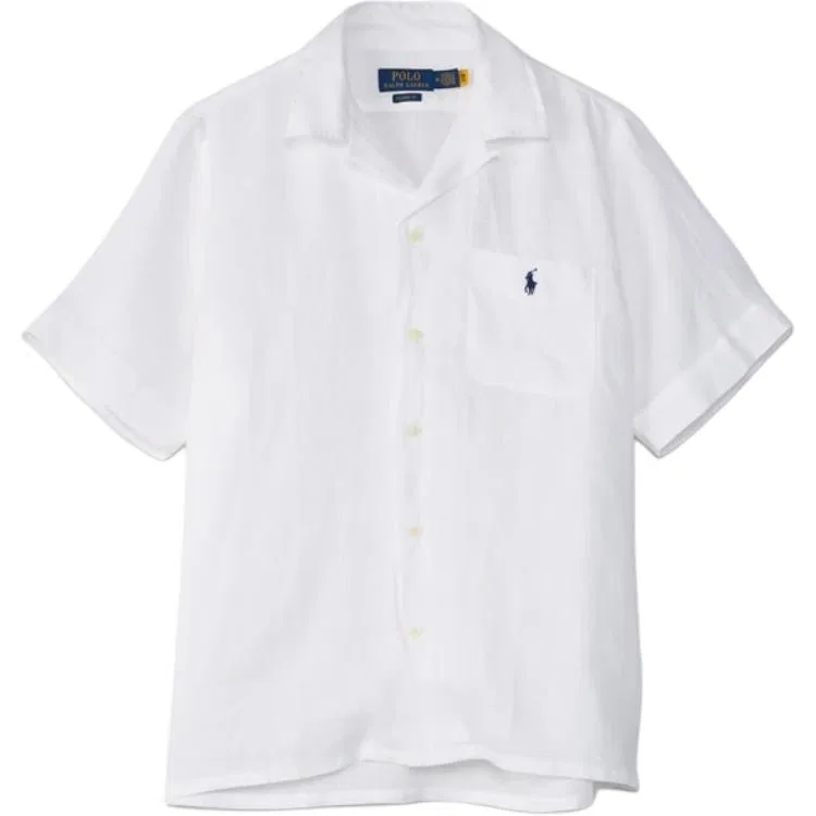 Рубашка с кубинским воротником, свободный крой, Polo Ralph Lauren, White