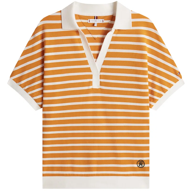 Поло женское, Orange White Stripes