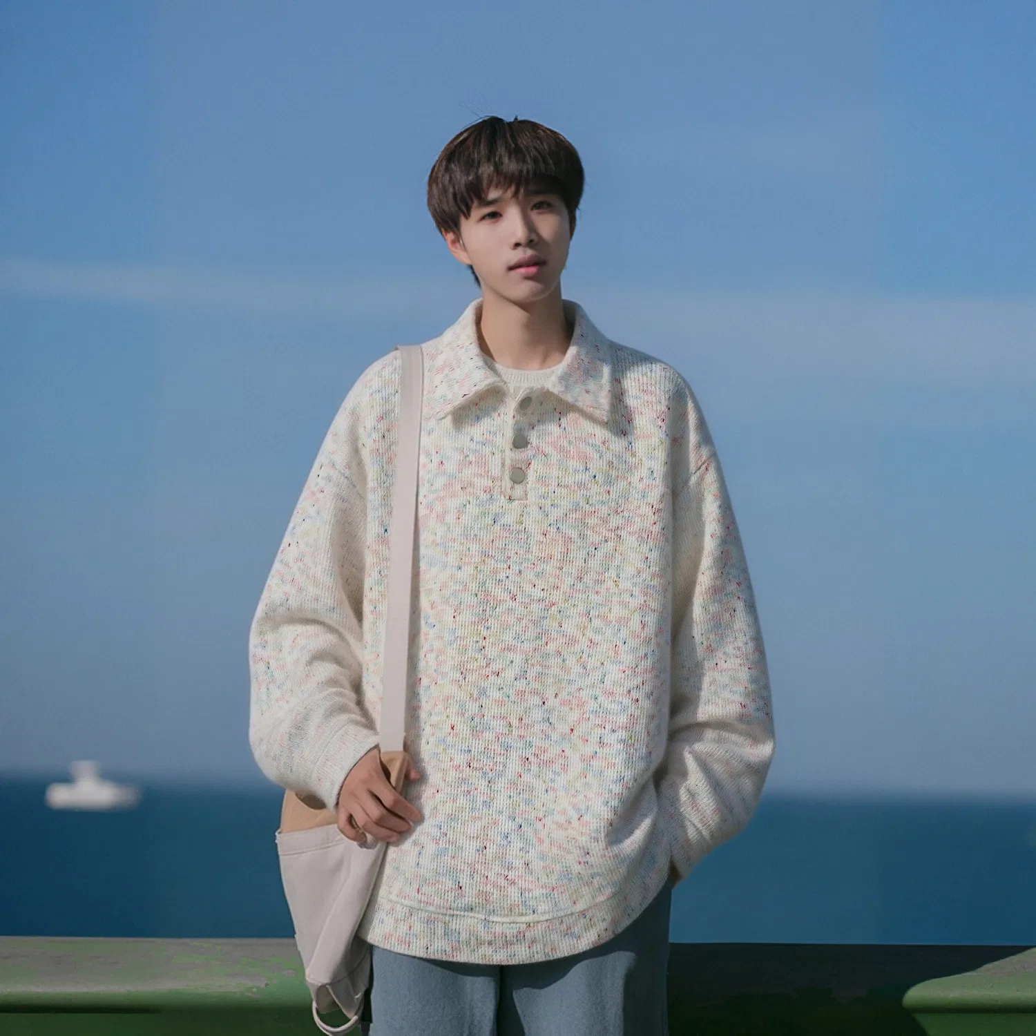 Толстовка с лацканом Unisex Moderate Regular GWAF, Multicolor Dots — фото 4