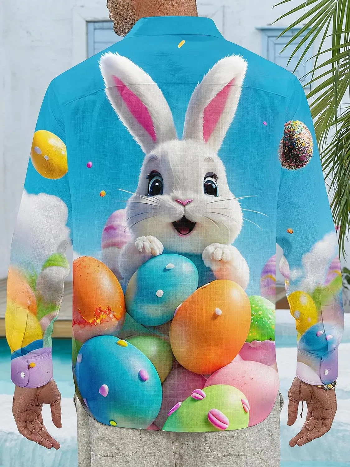 Мужская гавайская рубашка с принтом кролика Easter, 03#easter — фото 3