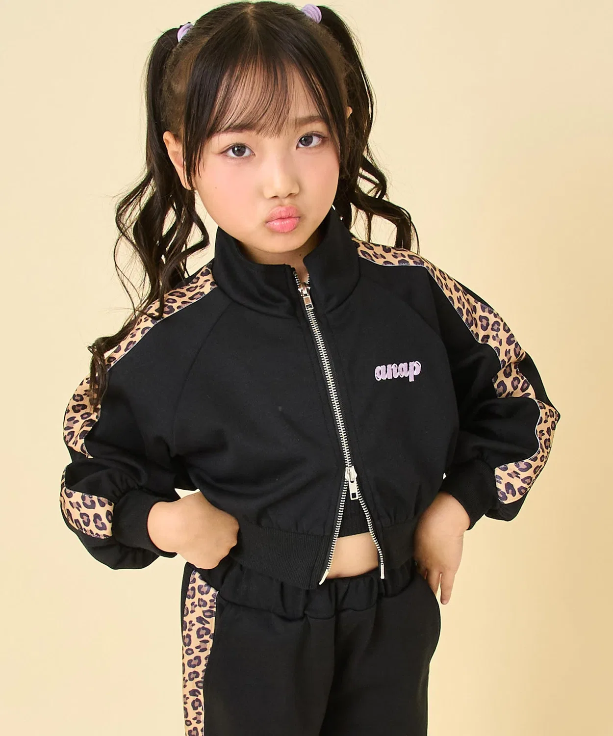 Детская куртка-бомбер с принтом Leopard Line Jersey ANAP kids, Black