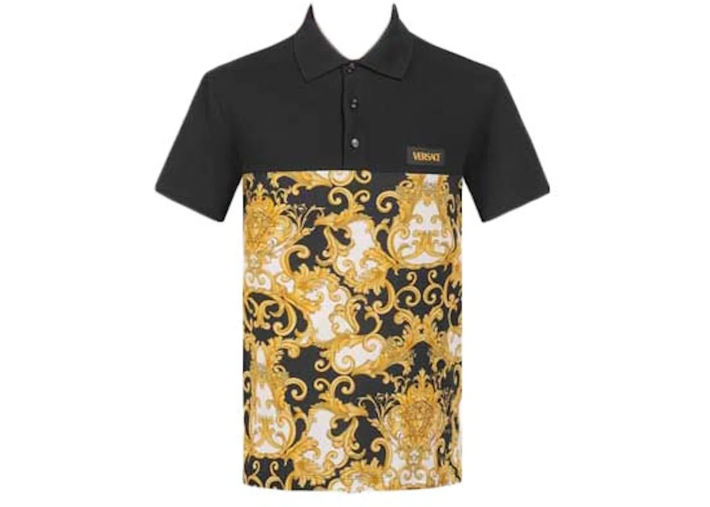 Мужское поло с коротким рукавом с принтом Medusa Versace, Black/Yellow