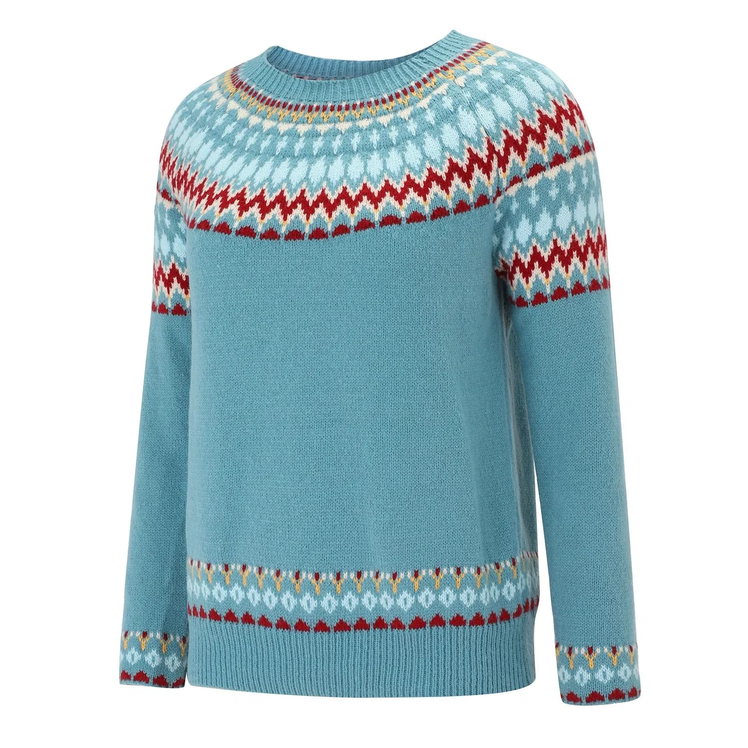 Женский джемпер с жаккардовым узором Fair Isle, Z22 Sky Blue — фото 4