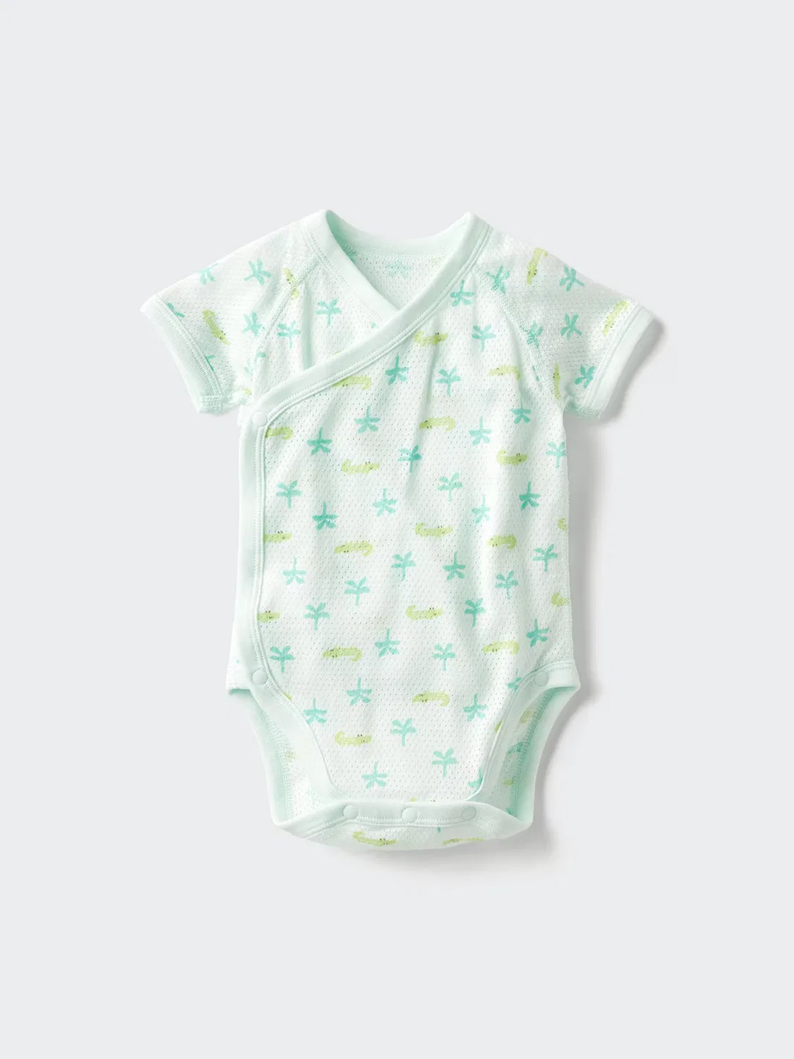 Боди Uniqlo, хлопковое сетчатое белье, с принтом, зеленый фон