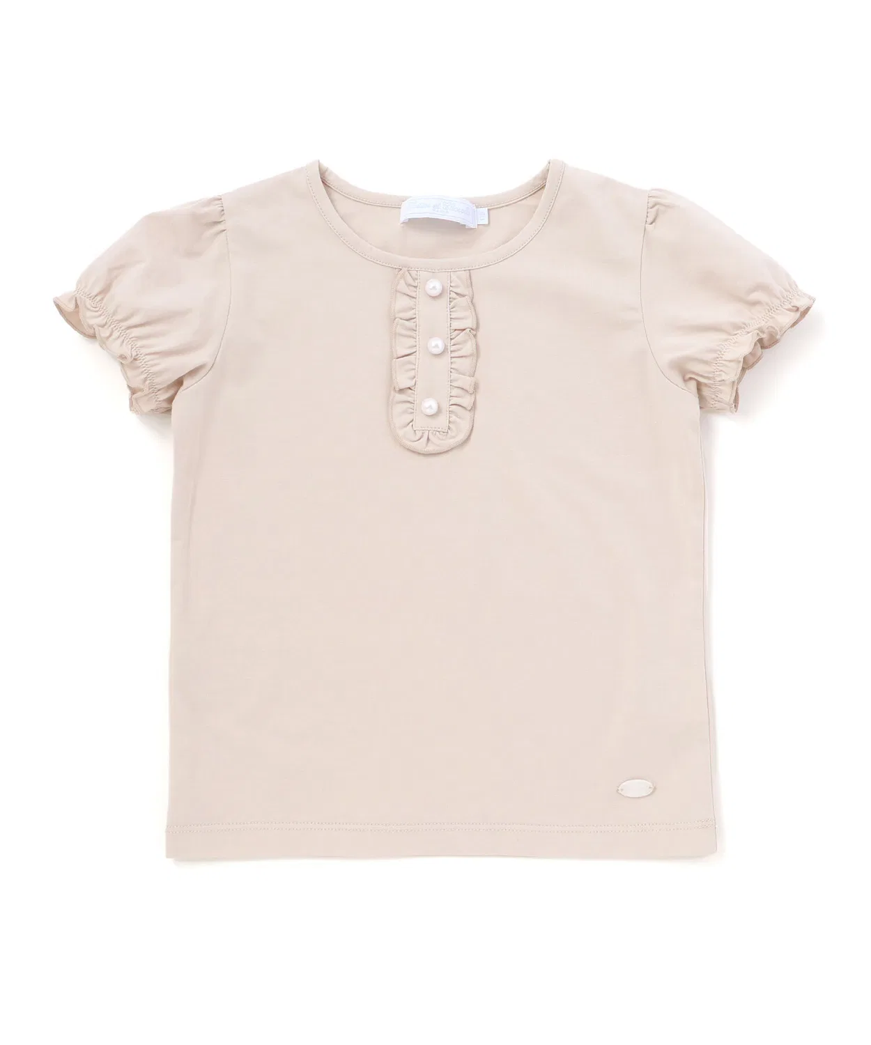 Детская футболка с фриллами и пышным рукавом Pearl Frill Tartine et Chocolat, Beige