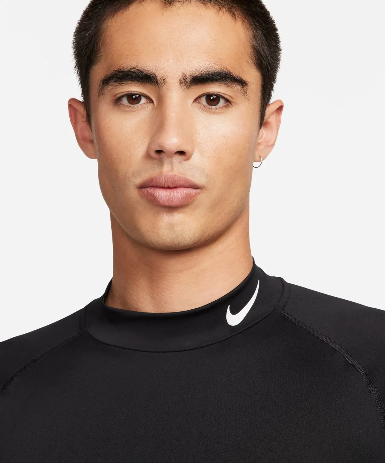 Футболка Nike Pro Dri-FIT Tight Mock L/S чёрная — фото 4