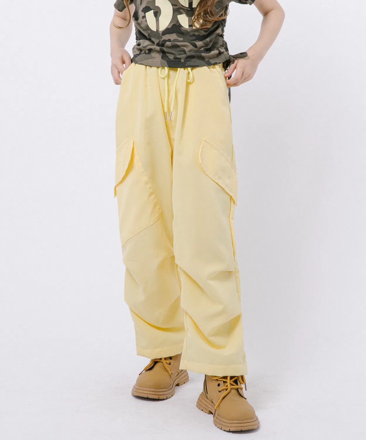 Детские карго-брюки с боковыми карманами, модель Side Tack Color URBAN CHERRY, Yellow