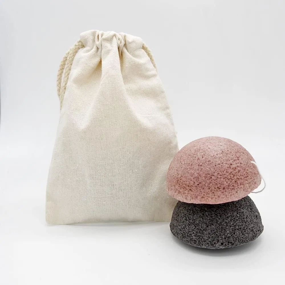 Конжаковая губка для лица, BoNene, 1 шт, 80 г, Green Pink with Bag — фото 4