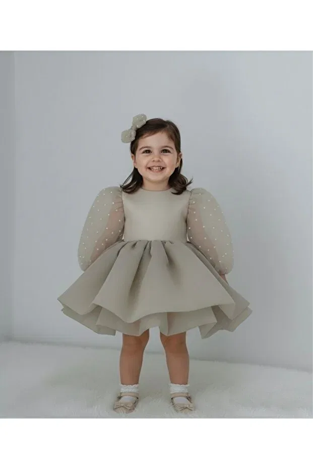 Детское платье для девочек с длинным рукавом Mirace Styl, Beige