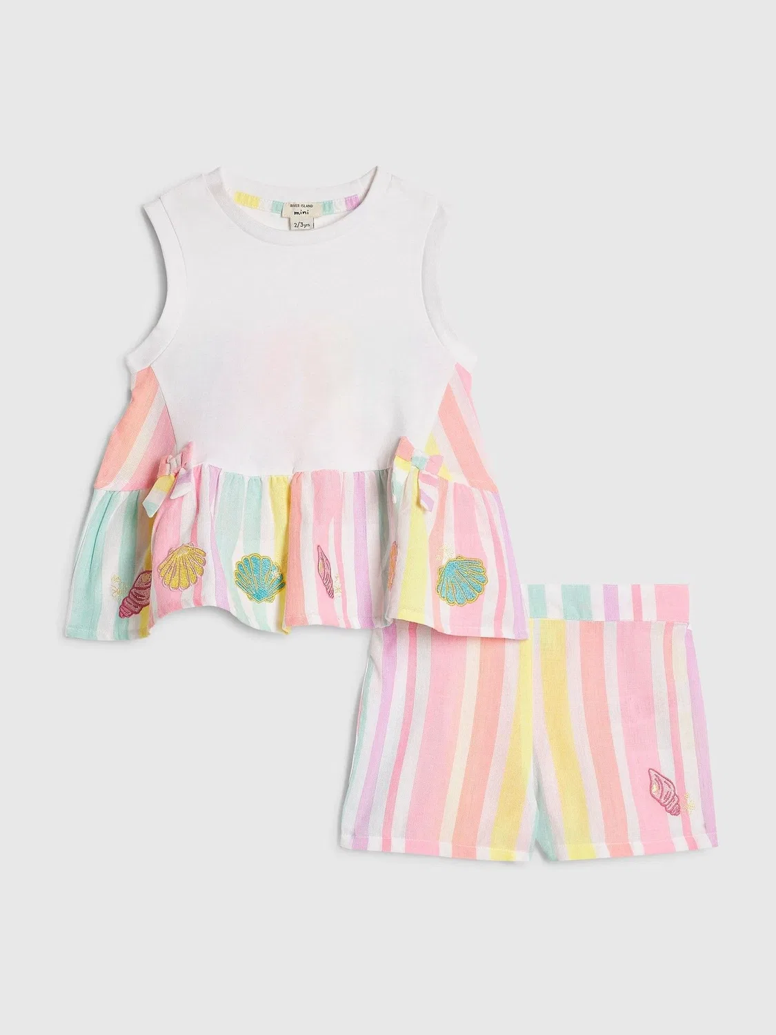 Комплект из топа и шорт с полоской River Island, белый