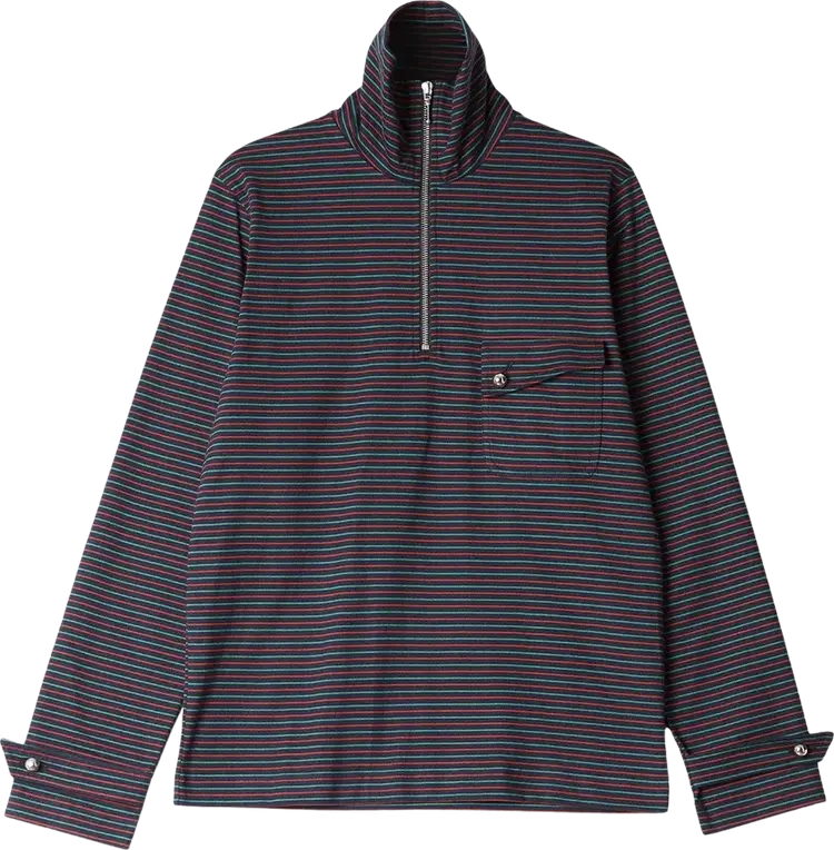 

Топ Wales Bonner Stripe Jersey Franco Half Zip Top 'Navy Multicolor', синий