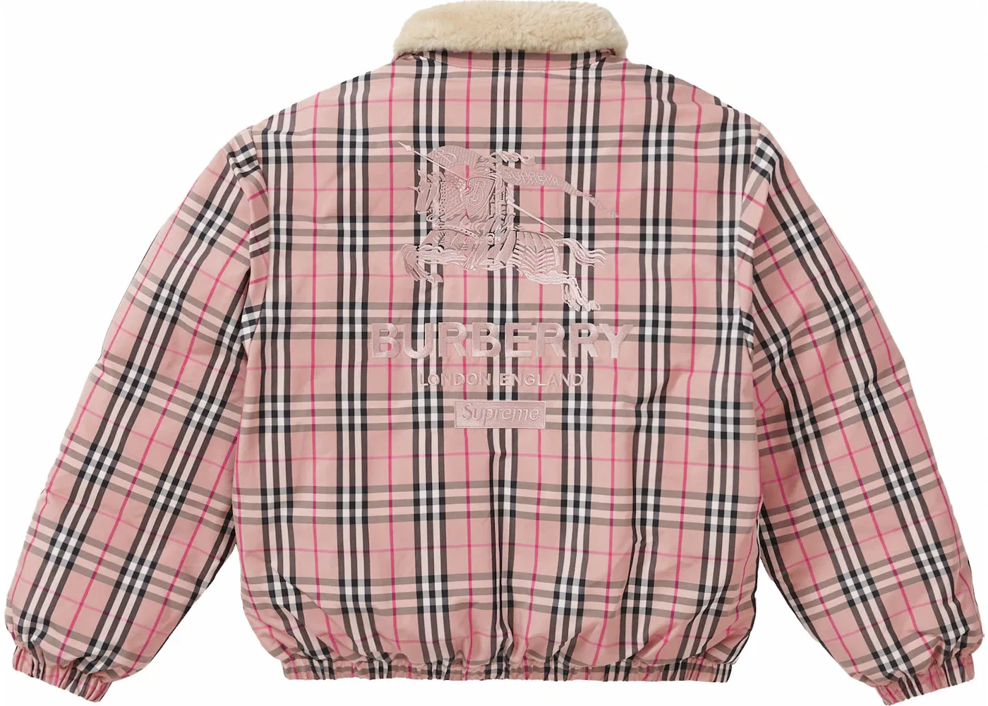 Мужская пуховая куртка с воротником из овчины Shearling Supreme Burberry, Pink — фото 3