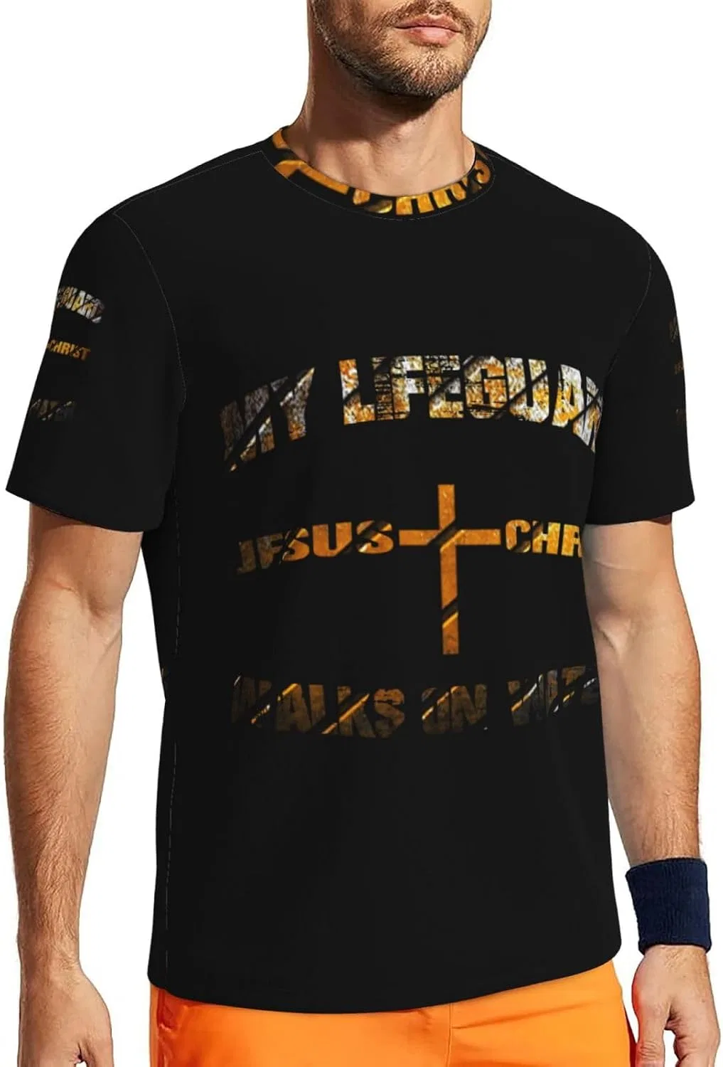 Мужская быстросохнущая футболка из сетки, Vintage Religious Christian Faith Jesus Christ2 — фото 2