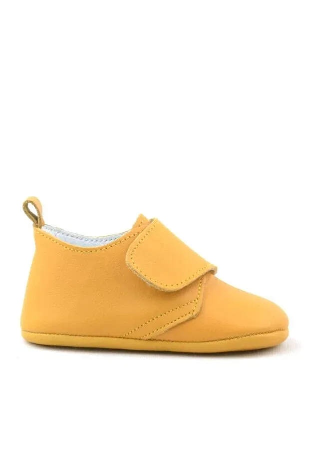 Детские пинетки из натуральной кожи на липучке Booba Hapshoe, Yellow — фото 3
