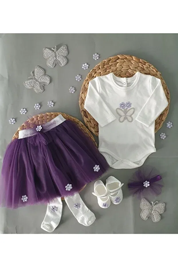 Детское платье для девочек с принтом Stoned Butterfly Daisy Tutu Skirt Set, Generic Brands, Purple