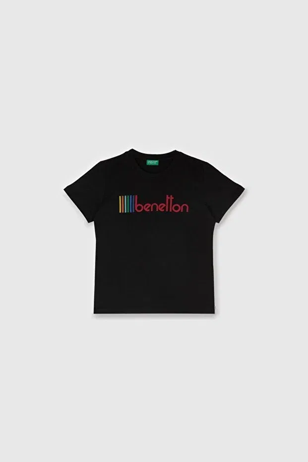 Детская футболка для мальчиков с коротким рукавом Benetton, Black