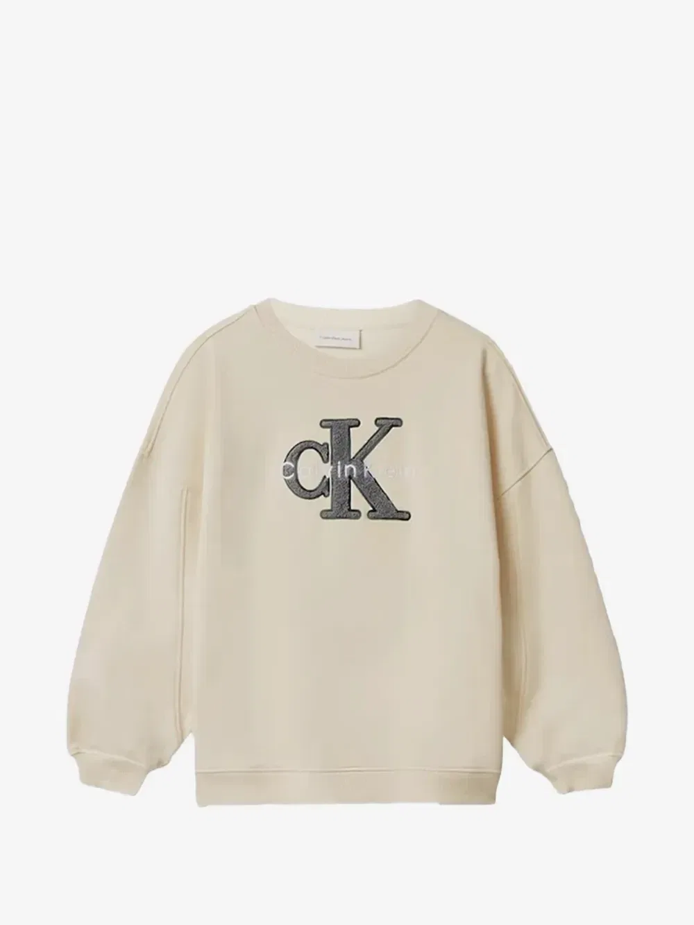 Толстовка с приспущенными плечами и логотипом Calvin Klein Kids, бежевый