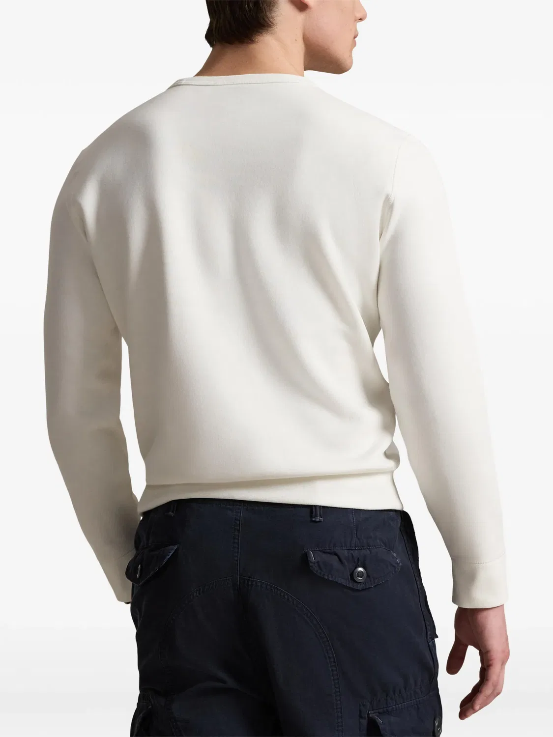Свитшот с логотипом из двойной вязаной ткани Polo Ralph Lauren, белый — фото 2