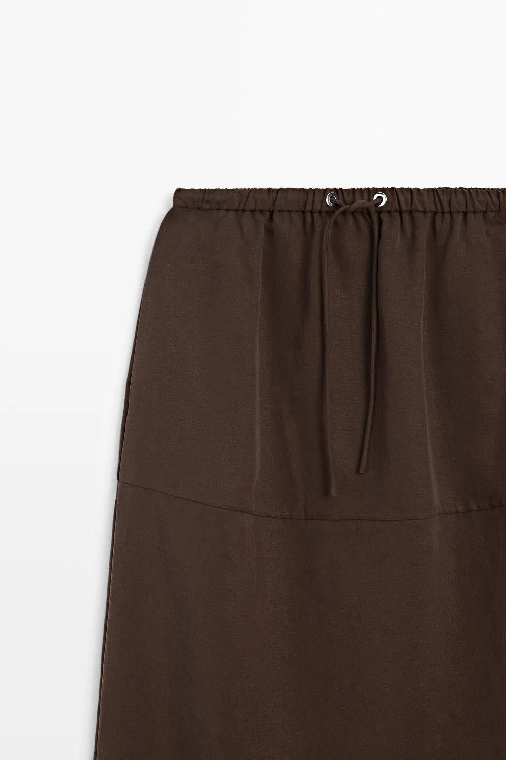 Юбка Massimo Dutti, миди, со шнуровкой, коричневый — фото 4