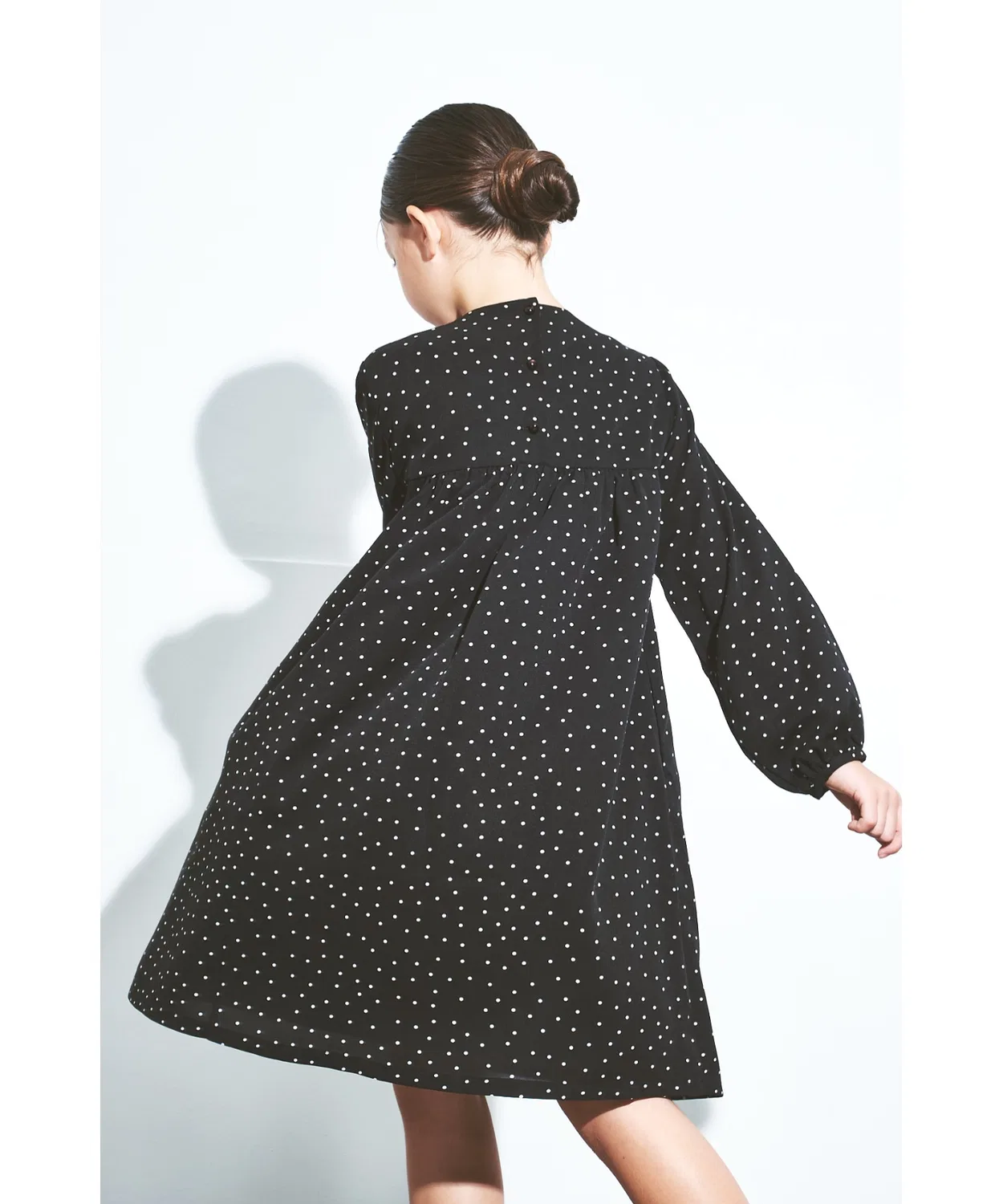 Детское платье из шифона с точками, с длинным рукавом модель Chiffon Dot, maarook, White — фото 3