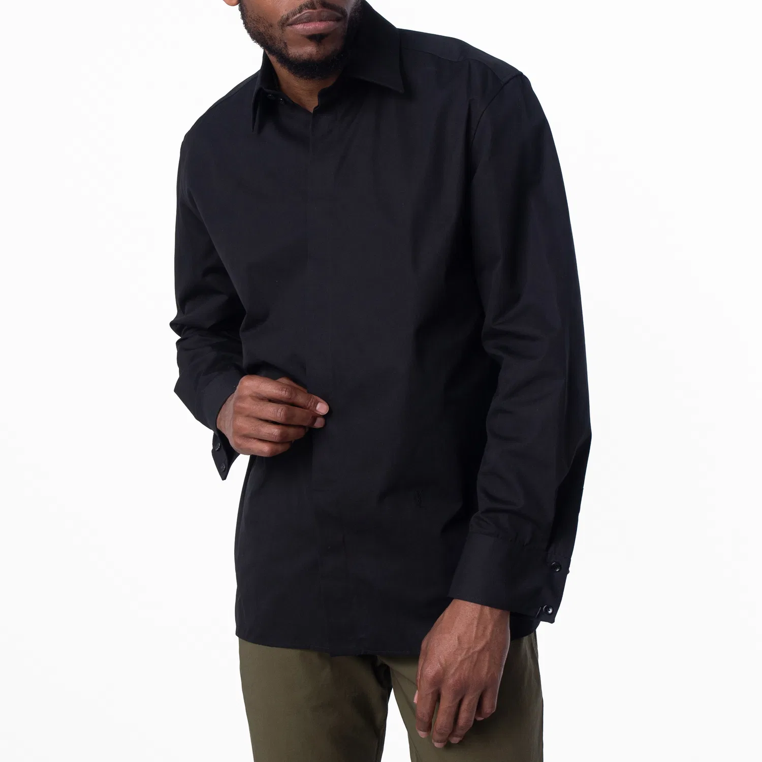 Рубашка из поплина Cassandre Poplin Shirt Saint Laurent, Black