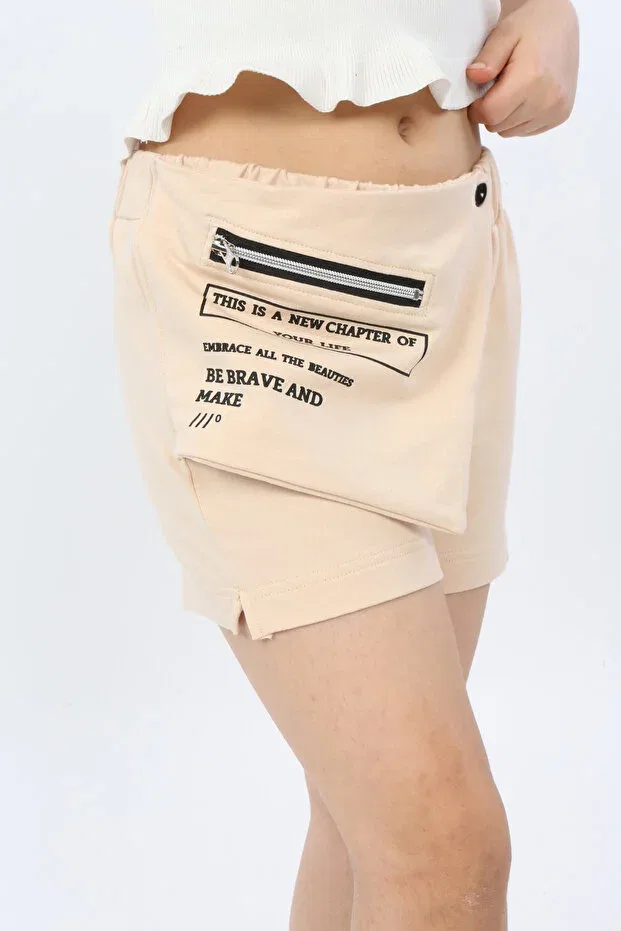 Детские шорты для девочек с принтом Toontoy, Beige — фото 4