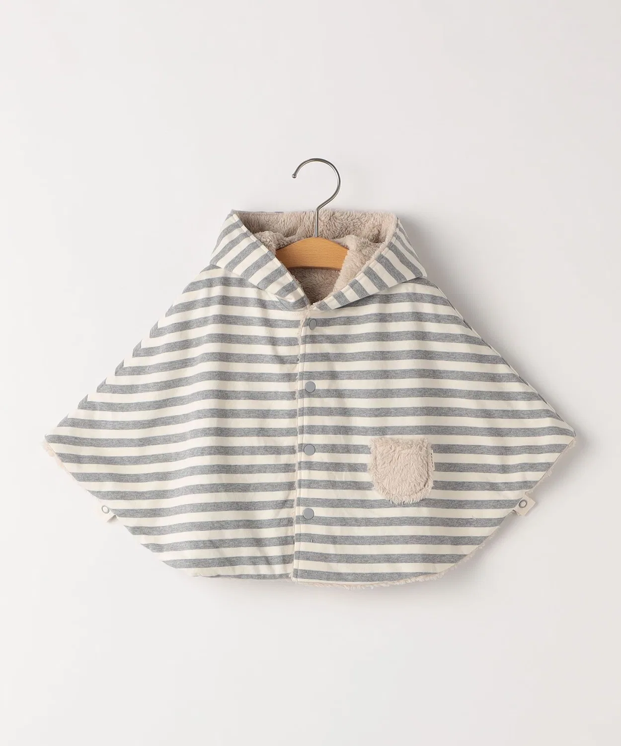 Детский пончо-накидка с принтом, модель Border Reversible Fleece Poncho SHIPS, Light Gray