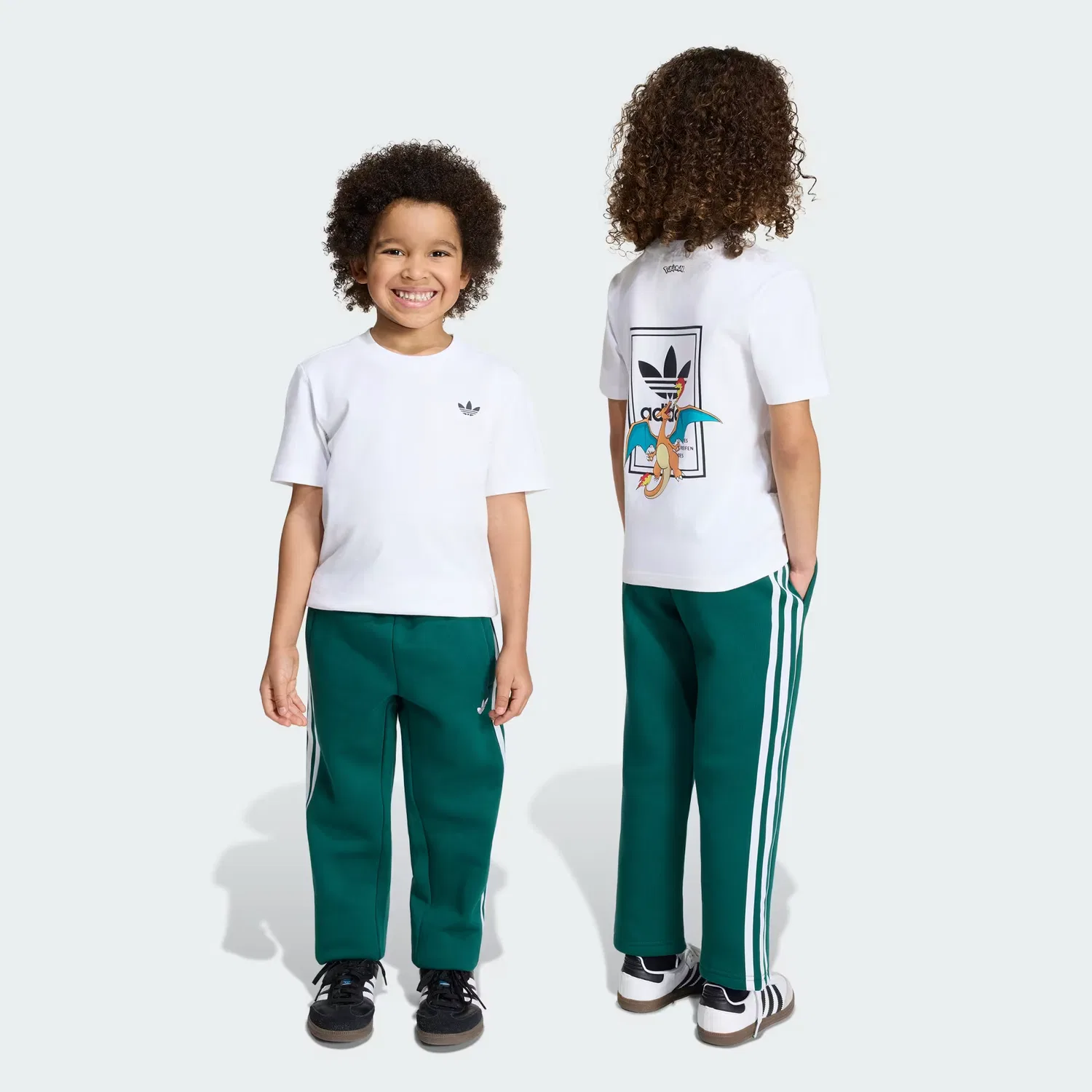 Детский комплект из футболки и низа с принтом Pokémon Adidas Originals, белый/зеленый