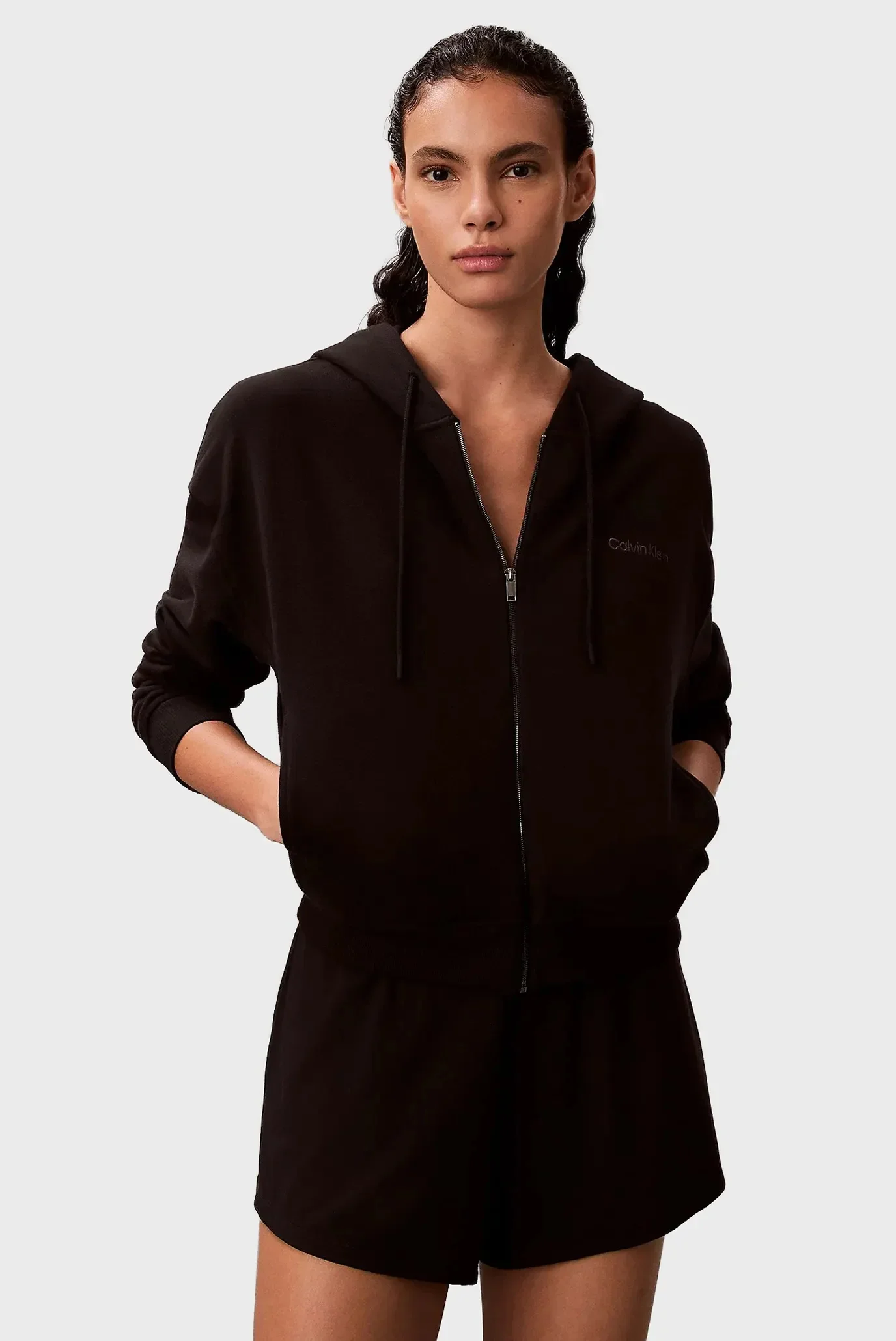 Толстовка Calvin Klein Full Zip Sweat Hoodie, черный — фото 3